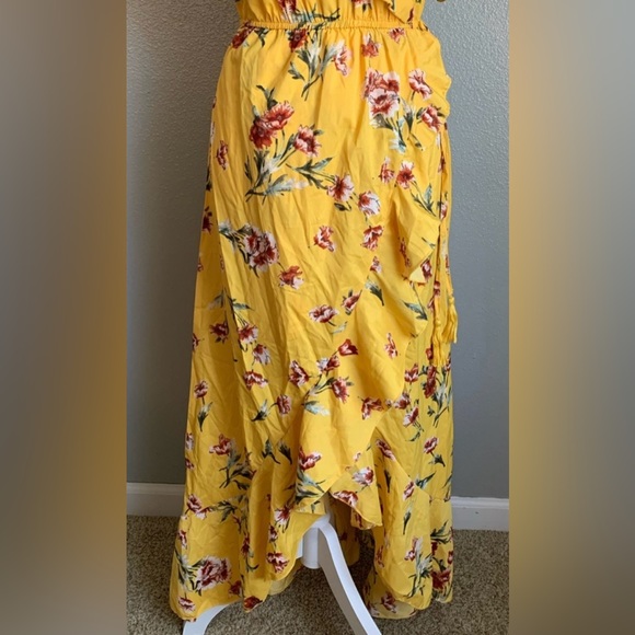 Blush Cold Shoulder Spaghetti Strap Floral High Low Maxi Dress - Picture 5 of 6